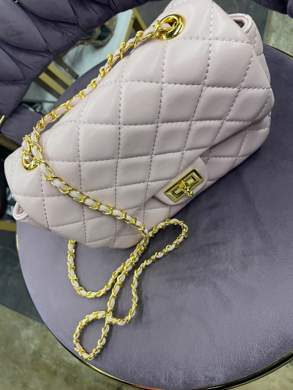 Quilted Chain Shoulder Bag in Light Pink - Designer Style